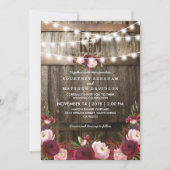 Rustieke Bourgondië Bloemenslinger Lichtjes Bruilo Kaart (Voorkant)