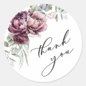 Rustieke Bourgondië en Plum Floral Dank u Favor Ronde Sticker (Voorkant)