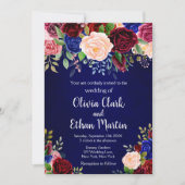 Rustieke Bourgondië Navy Bloem Kaart (Voorkant)