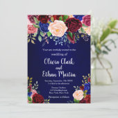 Rustieke Bourgondië Navy Bloem Kaart (Staand voorkant)