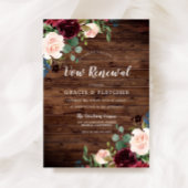 Rustieke Bourgondië Rode Wijn Bloemen Huwelijksgel Kaart