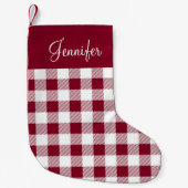Rustieke Bourgondiërode Buffalo Plaid Naam Kleine Kerstsok (Voorkant)