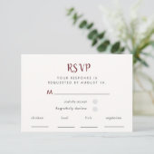 Rustieke Bourgondische bloem bruiloft reactiekaart RSVP Kaartje (Staand voorkant)