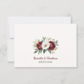 Rustieke Bourgondische bloem bruiloft reactiekaart RSVP Kaartje (Achterkant)