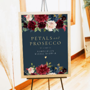 Rustieke Bourgondische bloemblaadjes & Prosecco Vr Poster