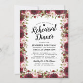 Rustieke Bourgondische bloemen bruiloft repetitie  Kaart (Voorkant)