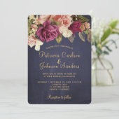 Rustieke  Bourgondische bloemenkrijtbordbruiloft Kaart (Staand voorkant)