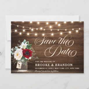 Rustieke Bourgondische bloemenslingerlamp in metse Save The Date