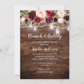 Rustieke Bourgondische bloemenverlichting brunch e Kaart (Voorkant)