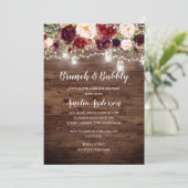 Rustieke Bourgondische bloemenverlichting brunch e Kaart (Staand voorkant)