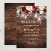 Rustieke Bourgondische bloemenverlichting brunch e Kaart (Voorkant / Achterkant)