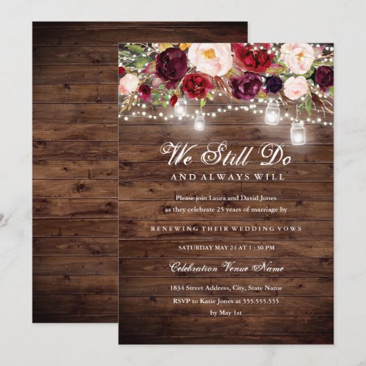 Rustieke Bourgondische bloemlichten gelooft vernie Kaart (Voorkant / Achterkant)