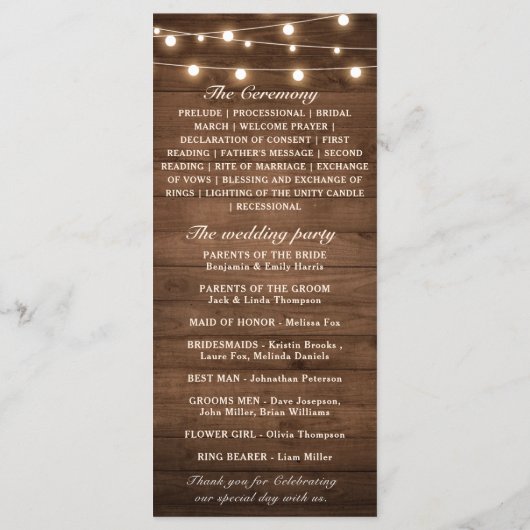 Rustieke Bourgondische bloemlichten Mason Jar brui Programmakaart (Achterkant)