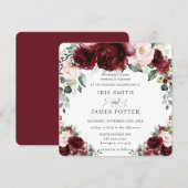 Rustieke Bourgondische Blush Bloemen Rozen Trouwpl Kaart (Voorkant / Achterkant)