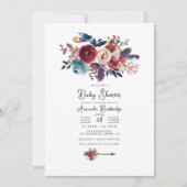 Rustieke Bourgondische Boho Floral Baby shower Kaart (Voorkant)