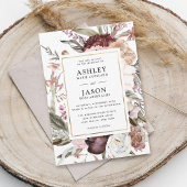 Rustieke Bourgondische Boho Floral Wedding Kaart