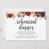 Rustieke Bourgondische bruiloft repetitie Diner Ui Kaart (Voorkant)