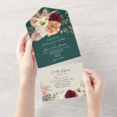 Rustieke Bourgondische Emerald Wedding Uitnodiging (Afscheurbaar)