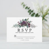 Rustieke Bourgondische en Pine Botanische bruiloft RSVP Kaartje (Staand voorkant)