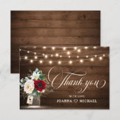 Rustieke Bourgondische Floral Mason Jar bruiloft d Bedankkaart (Voorkant / Achterkant)