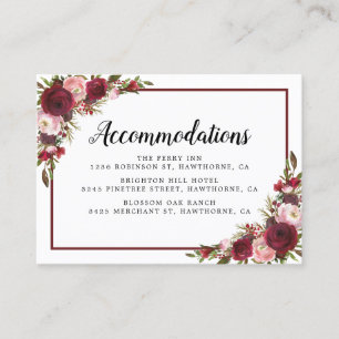 Rustieke Bourgondische Floral Wedding Hotel Accomm Visitekaartje