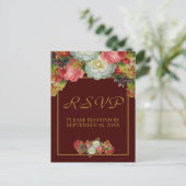 Rustieke Bourgondische herfst bloemenbruiloft RSV Briefkaart (Staand voorkant)