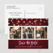 Rustieke Bourgondische herfst bruiloft foto Save t Aankondigingskaart (Voorkant / Achterkant)