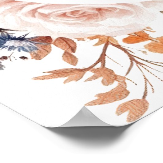 Rustieke Bourgondische Herfst Floral Boho Wedding  Poster (Hoek)