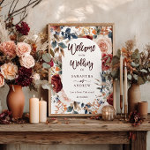 Rustieke Bourgondische Herfst Floral Boho Wedding  Poster