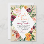 Rustieke Bourgondische Herfst Floral Diamond Vrijg Kaart (Voorkant)