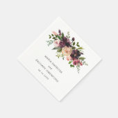 Rustieke Bourgondische Herfst Floral Elegant Weddi Servet (Hoek)