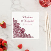 Rustieke Bourgondische kant bruiloft servetten (Insitu)