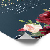 Rustieke Bourgondische marine blauwe bloemen in li Poster (Hoek)