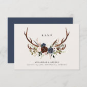 Rustieke Bourgondische marine bloemenbotanische br Informatiekaartje (Voorkant / Achterkant)