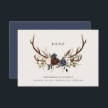 Rustieke Bourgondische marine bloemenbotanische br Informatiekaartje<br><div class="desc">Rustieke Bourgondische marine bloemen en botanische gewei bruiloft. moderne boerderij rustieke ontwerp.</div>