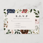 Rustieke Bourgondische marine bloemenbotanische br Informatiekaartje (Achterkant)