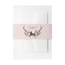 Rustieke Bourgondische marine bloemenbotanische br Uitnodigingen Wikkel