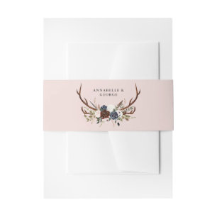 Rustieke Bourgondische marine bloemenbotanische br Uitnodigingen Wikkel