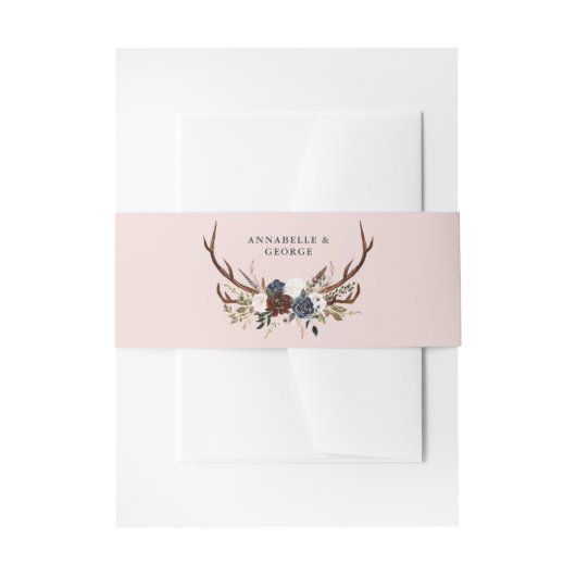 Rustieke Bourgondische marine bloemenbotanische br Uitnodigingen Wikkel (Voorkant Voorbeeld)