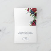 Rustieke Bourgondische marine bloemlichten dank u  Bedankkaart (Binnen)