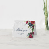 Rustieke Bourgondische marine bloemlichten dank u  Bedankkaart (Voorkant)