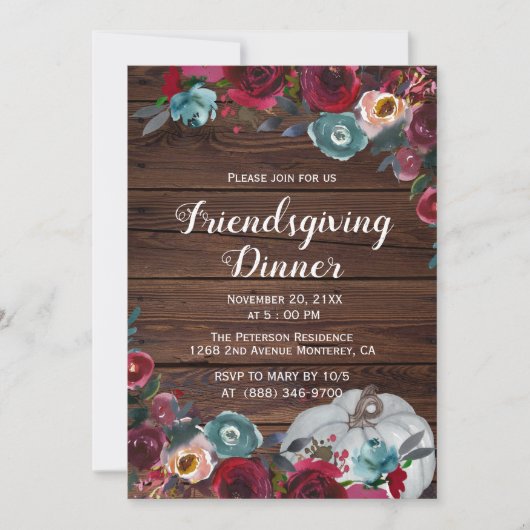 Rustieke Bourgondische marine Vriendschapsgeschenk Kaart (Voorkant)