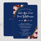 Rustieke Bourgondische Marsala Bloemen Handschrift Kaart (Voorkant / Achterkant)