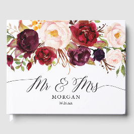 Rustieke Bourgondische Marsala bruiloft gastenboek