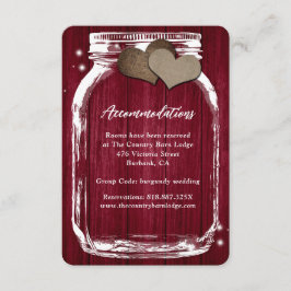 Rustieke Bourgondische Mason Jar Wood Accommodatie Informatiekaartje