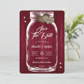 Rustieke Bourgondische Mason Jar Wood Fall Wedding Save The Date (Staand voorkant)
