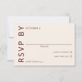 Rustieke Bourgondische minimalistische moderne bru RSVP Kaartje (Voorkant)