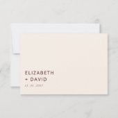 Rustieke Bourgondische minimalistische moderne bru RSVP Kaartje (Achterkant)