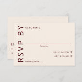 Rustieke Bourgondische minimalistische moderne bru RSVP Kaartje (Voorkant / Achterkant)