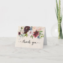 Rustieke Bourgondische Navy Waterverf Floral Dank